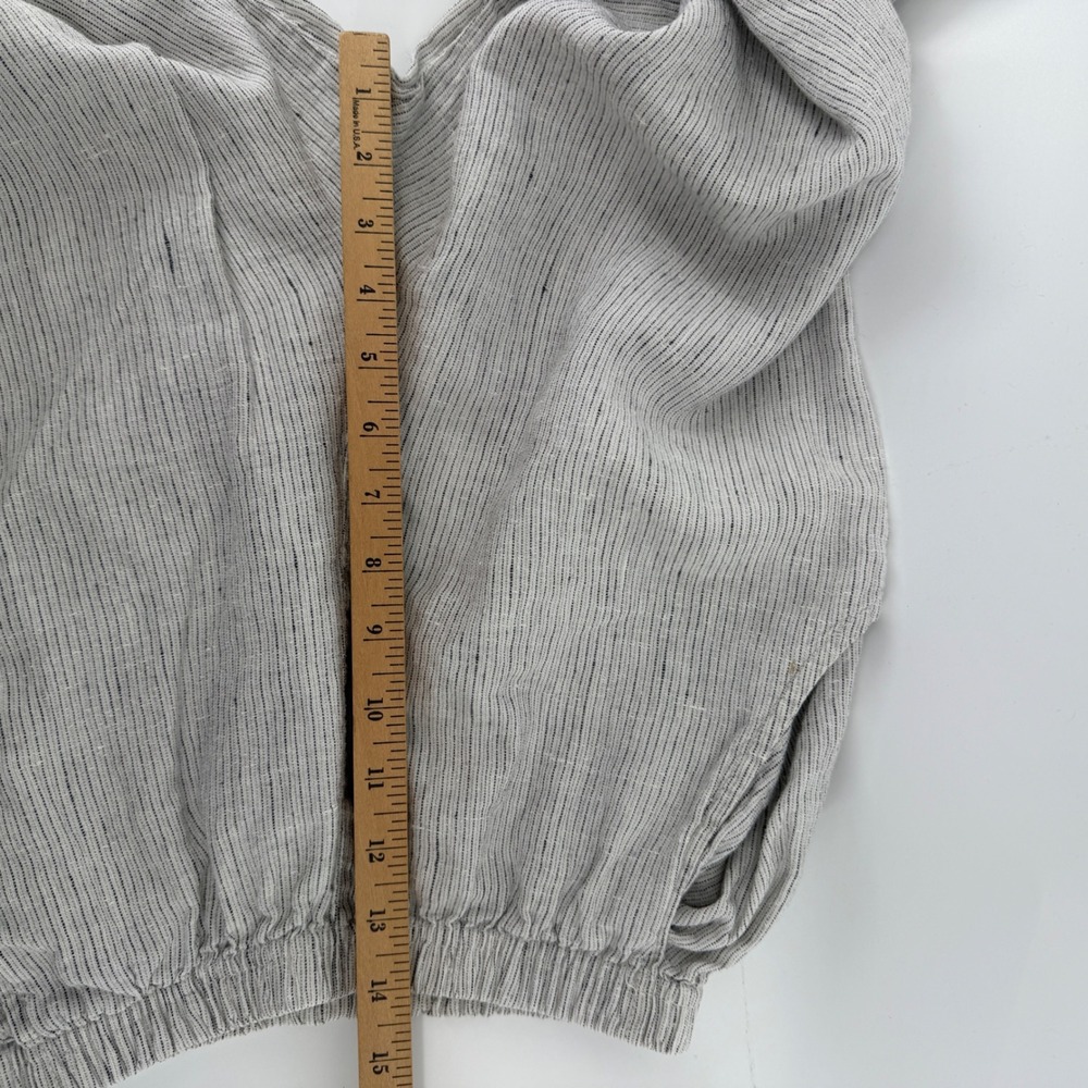 Willow 100% Linen 2 Piece Set Gray White Striped Top and Cropped Pants Womens M - Picture 10 of 11